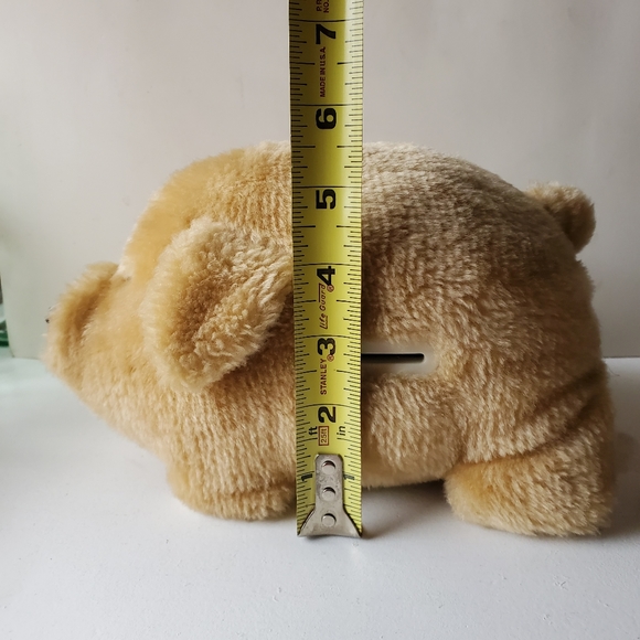 GEORGE-GOOD RARE FINE, STUFFED TOY PIGGY BANK. TAN - Picture 5 of 9